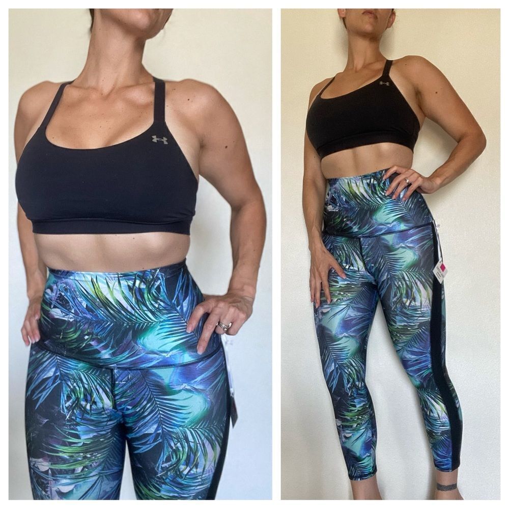 High Rise Leggings Emily Hsu Workout NEW Tropical Hawaiian Palm